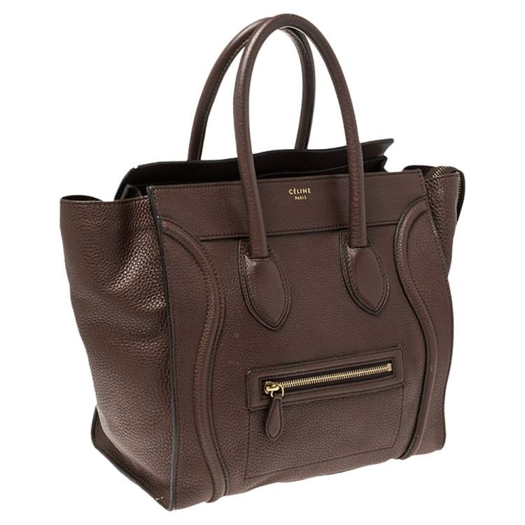 Pre Owned Celine Brown Leather Mini Luggage Tote