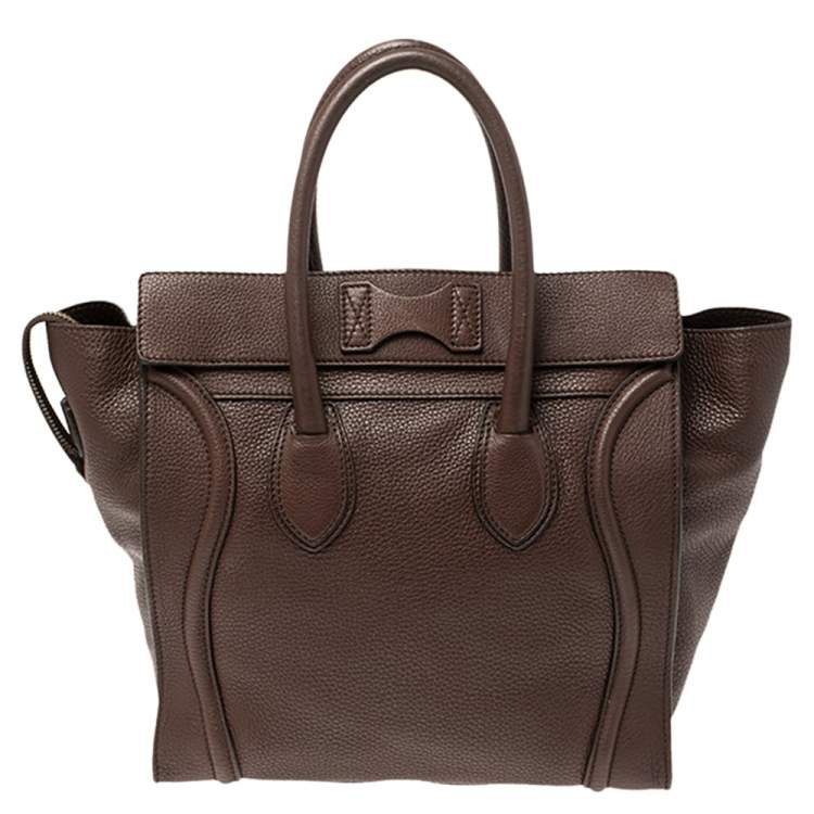 Pre Owned Celine Brown Leather Mini Luggage Tote
