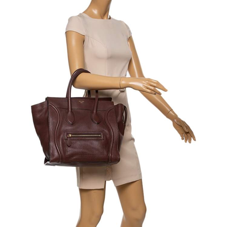 Pre Owned Celine Brown Leather Mini Luggage Tote