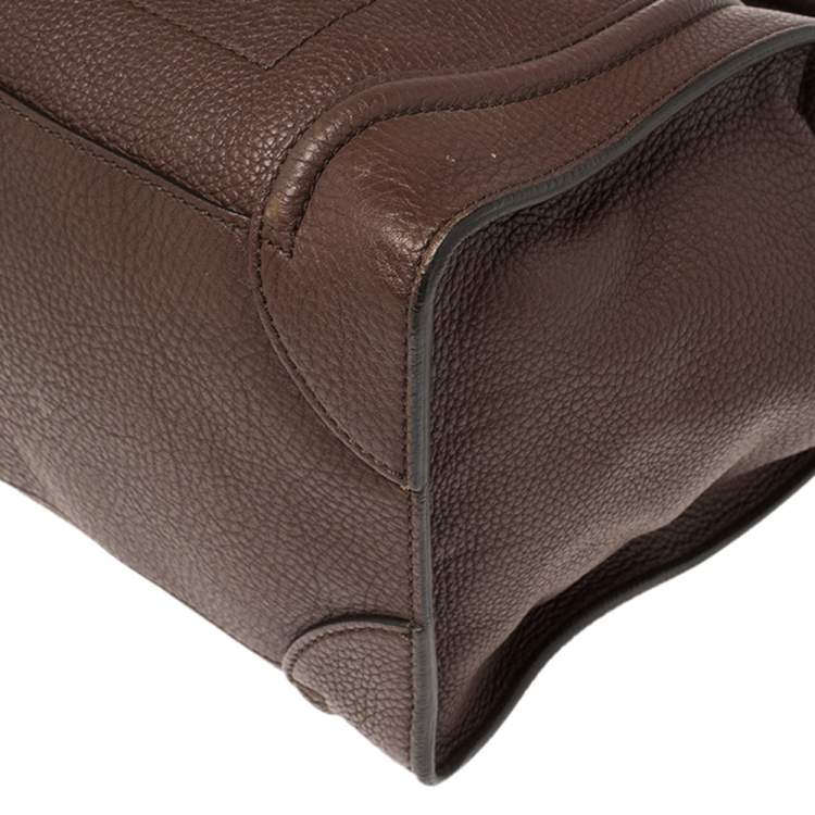 Pre Owned Celine Brown Leather Mini Luggage Tote