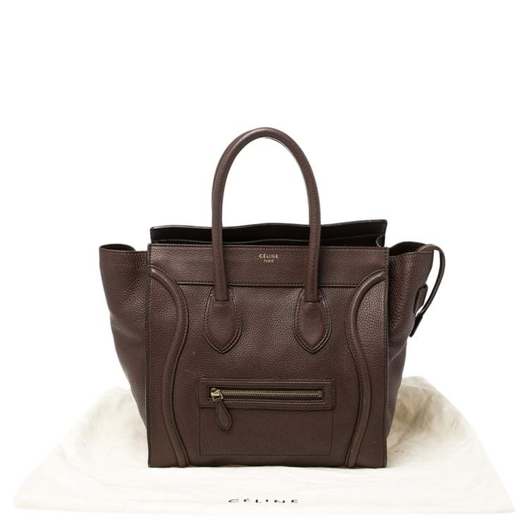 Pre Owned Celine Brown Leather Mini Luggage Tote