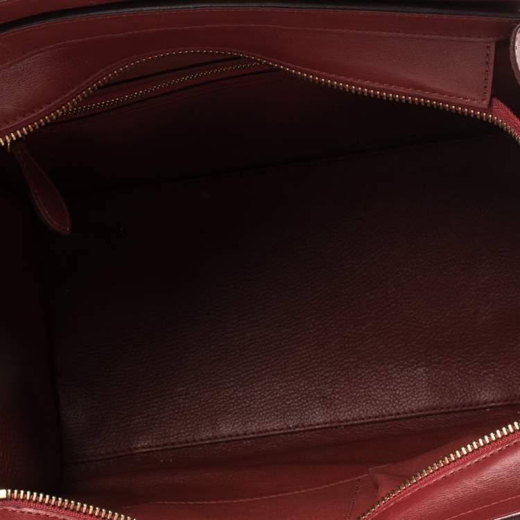 Pre Owned Celine Red Leather Mini Luggage Tote