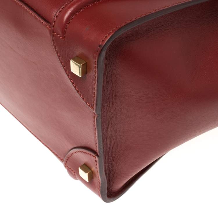 Pre Owned Celine Red Leather Mini Luggage Tote