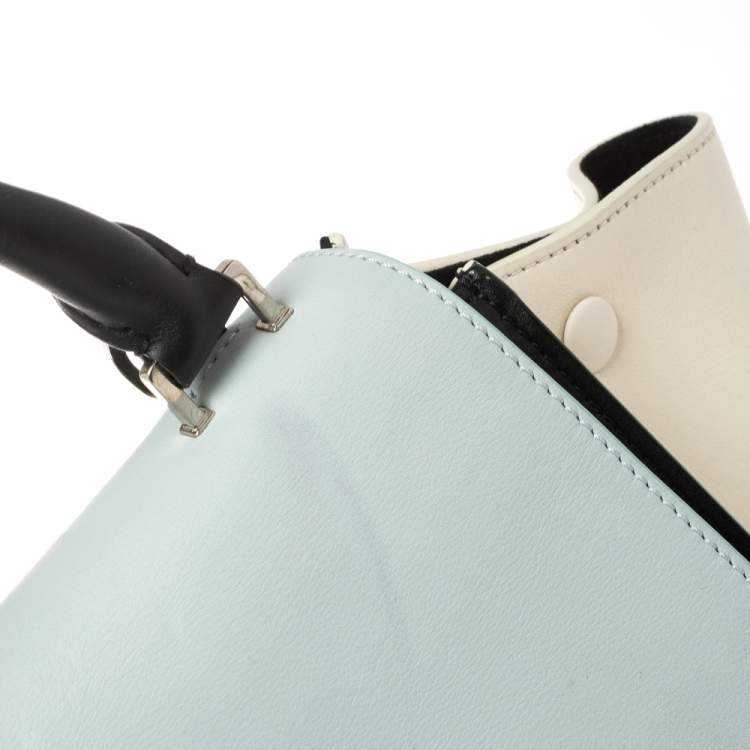 Pre Owned Celine Tri Color Leather Medium Trapeze Top Handle Bag