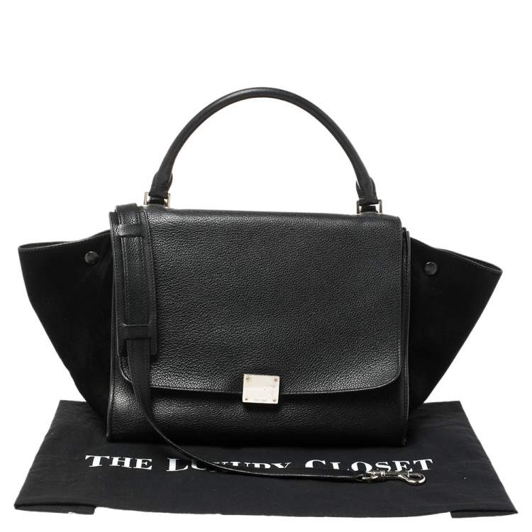 Pre Owned Celine Black Leather and Suede Medium Trapeze Bag