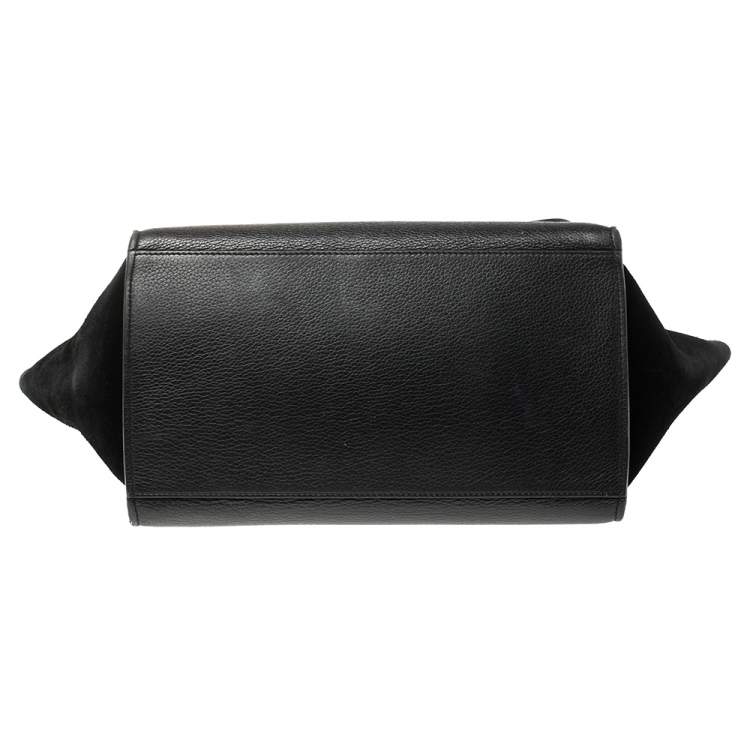 Pre Owned Celine Black Leather and Suede Medium Trapeze Bag