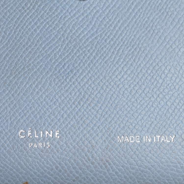 Pre Owned Celine Blue/Green Leather Multifunction Strap Wallet