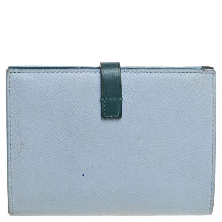 Pre Owned Celine Blue/Green Leather Multifunction Strap Wallet