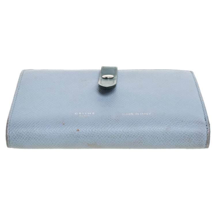 Pre Owned Celine Blue/Green Leather Multifunction Strap Wallet