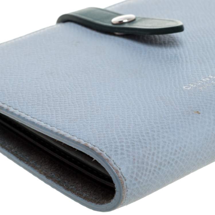 Pre Owned Celine Blue/Green Leather Multifunction Strap Wallet
