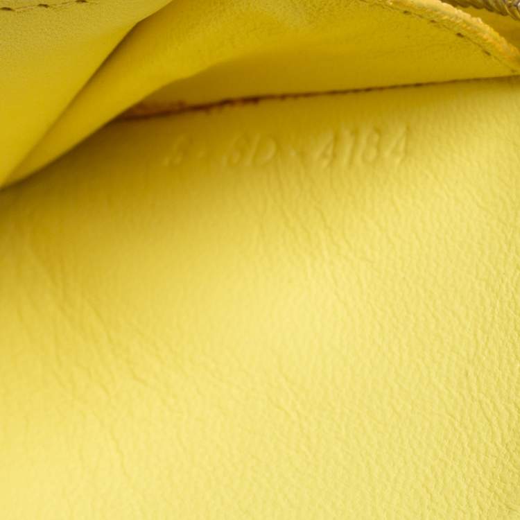 Pre Owned Celine Yellow/Grey Leather Zip Around Coin Purse