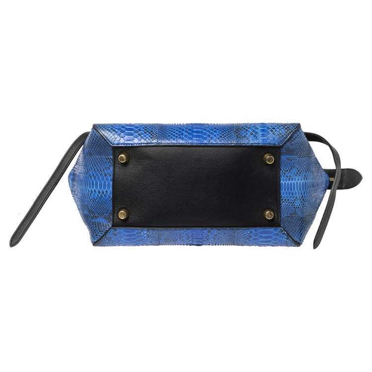 مملوكة مسبقًا Celine Blue/Black Python and Leather Mini Belt Top Handle Bag