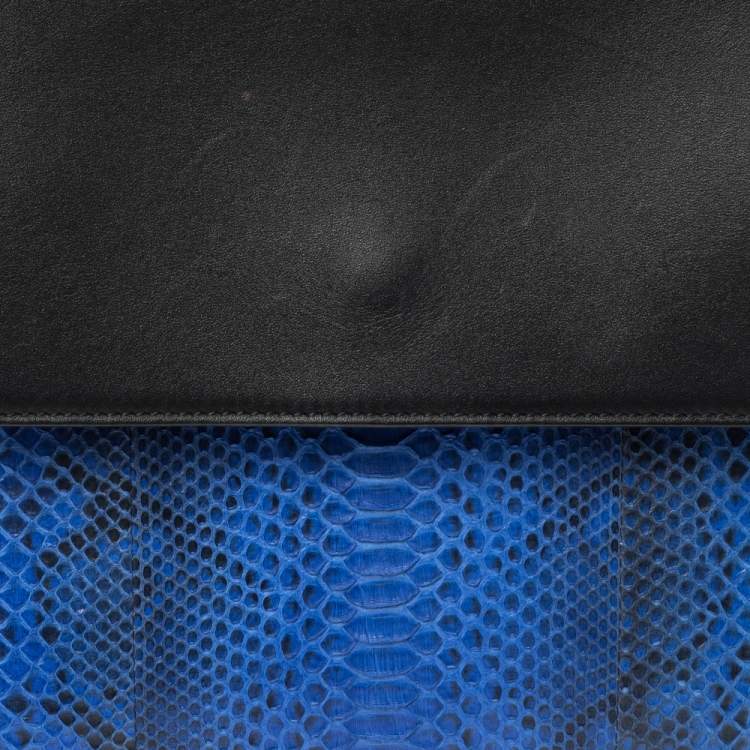 مملوكة مسبقًا Celine Blue/Black Python and Leather Mini Belt Top Handle Bag