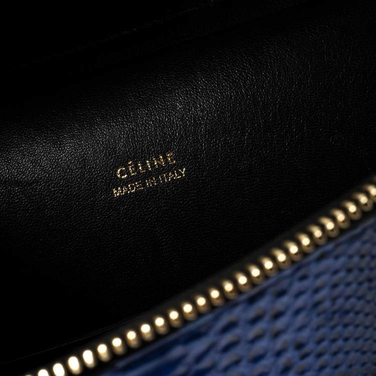 مملوكة مسبقًا Celine Blue/Black Python and Leather Mini Belt Top Handle Bag