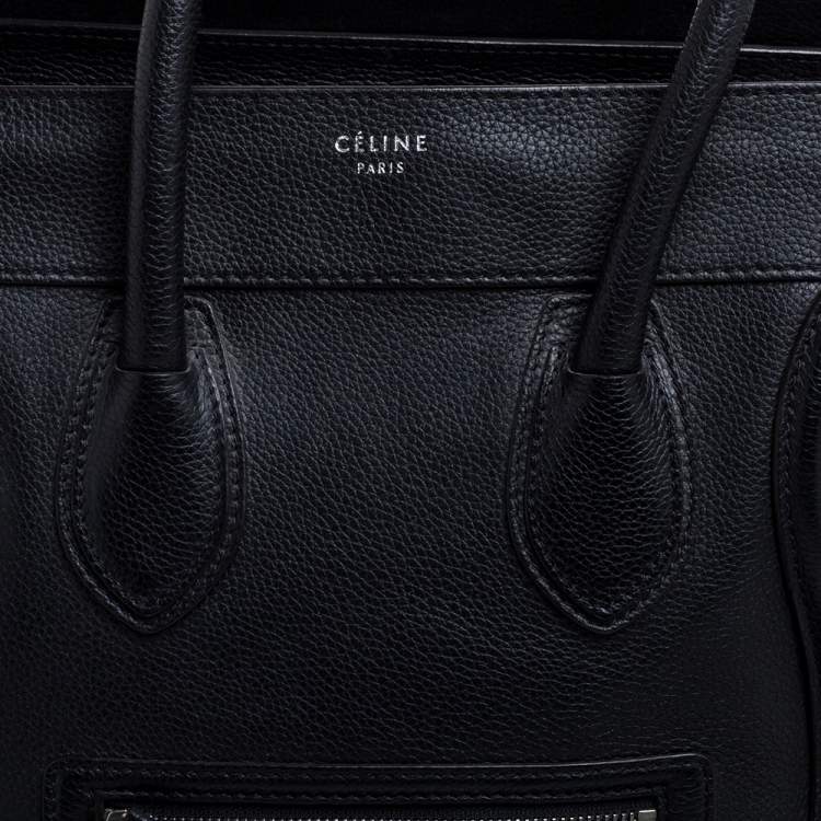 Pre Owned Celine Black Leather Mini Luggage Tote