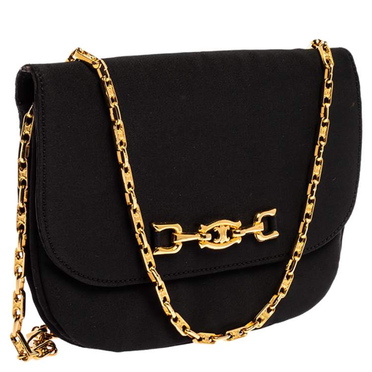 Pre Owned Celine Black Fabric Chain Pochette Bag