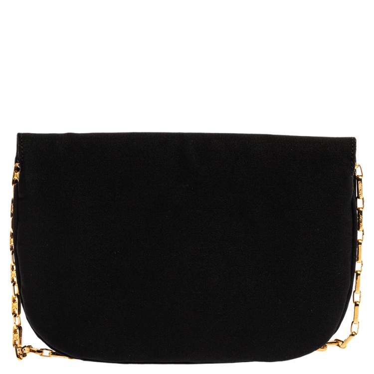 Pre Owned Celine Black Fabric Chain Pochette Bag