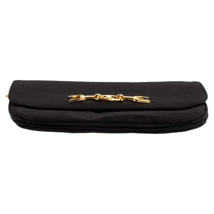 Pre Owned Celine Black Fabric Chain Pochette Bag