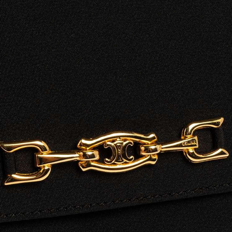 Pre Owned Celine Black Fabric Chain Pochette Bag