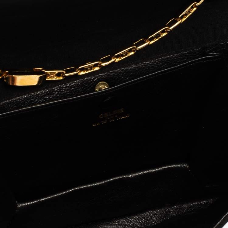 Pre Owned Celine Black Fabric Chain Pochette Bag
