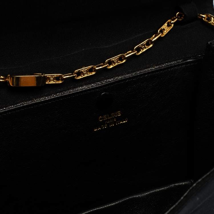 Pre Owned Celine Black Fabric Chain Pochette Bag