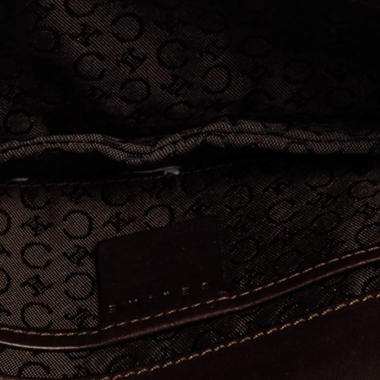 Pre Owned Celine Dark Brown Monogram Leather Pochette Bag