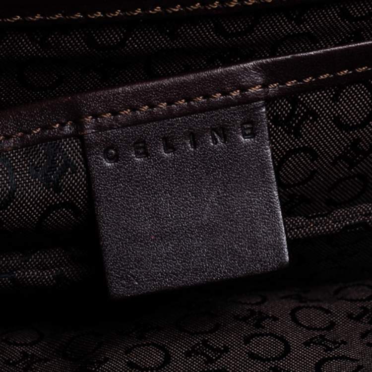 Pre Owned Celine Dark Brown Monogram Leather Pochette Bag