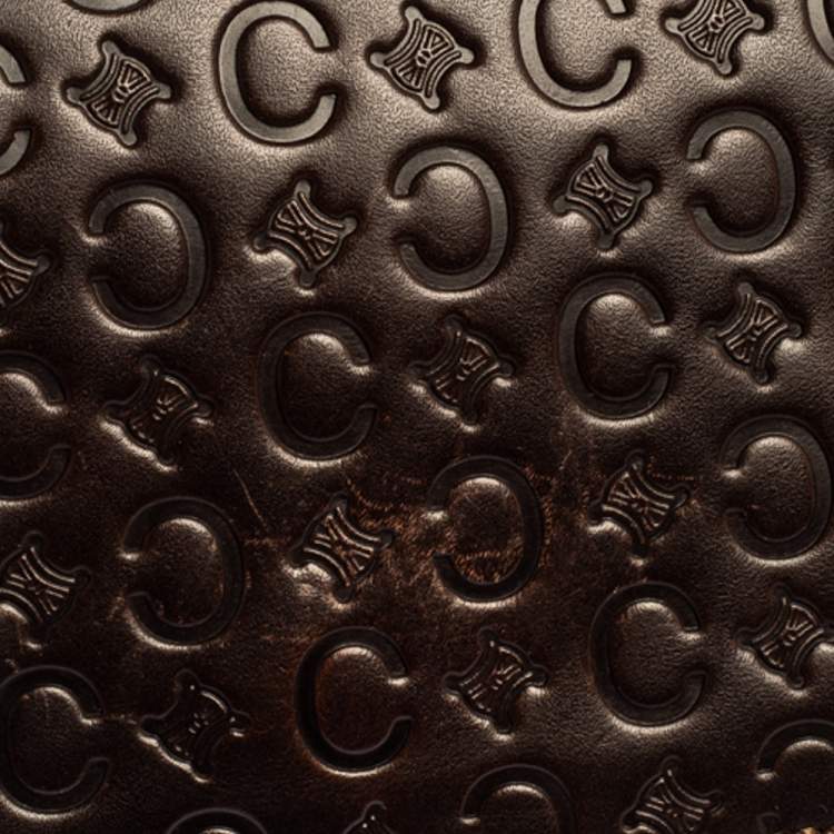 Pre Owned Celine Dark Brown Monogram Leather Pochette Bag