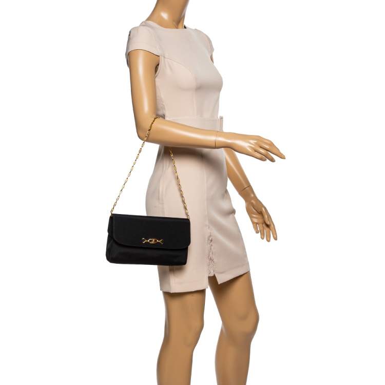 Pre Owned Celine Black Leather Chain Shoulder Bag