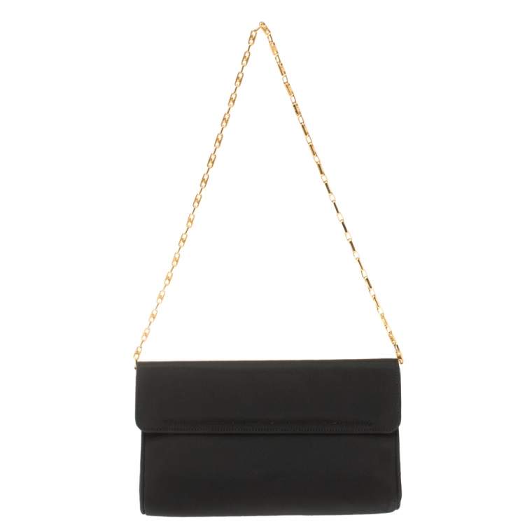 Pre Owned Celine Black Leather Chain Shoulder Bag