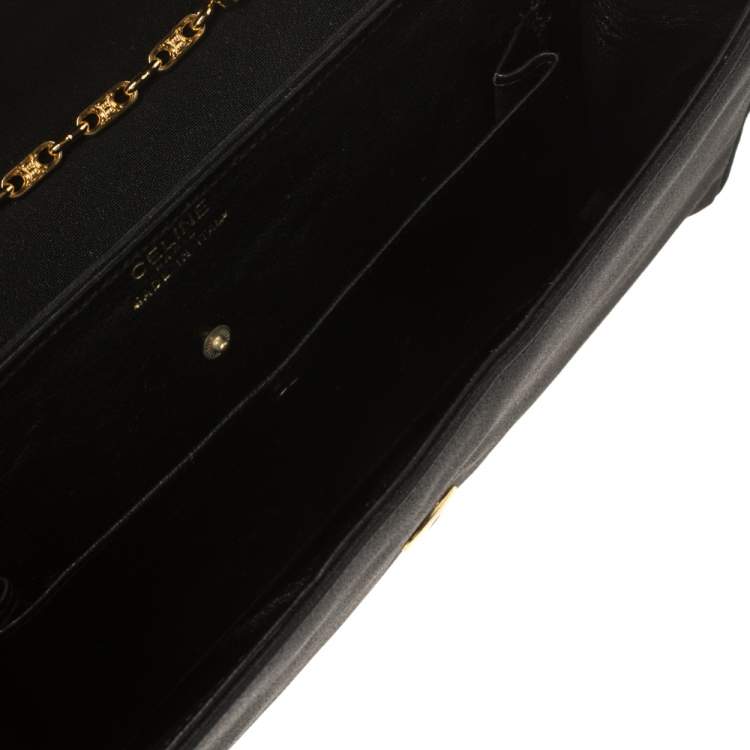 Pre Owned Celine Black Leather Chain Shoulder Bag