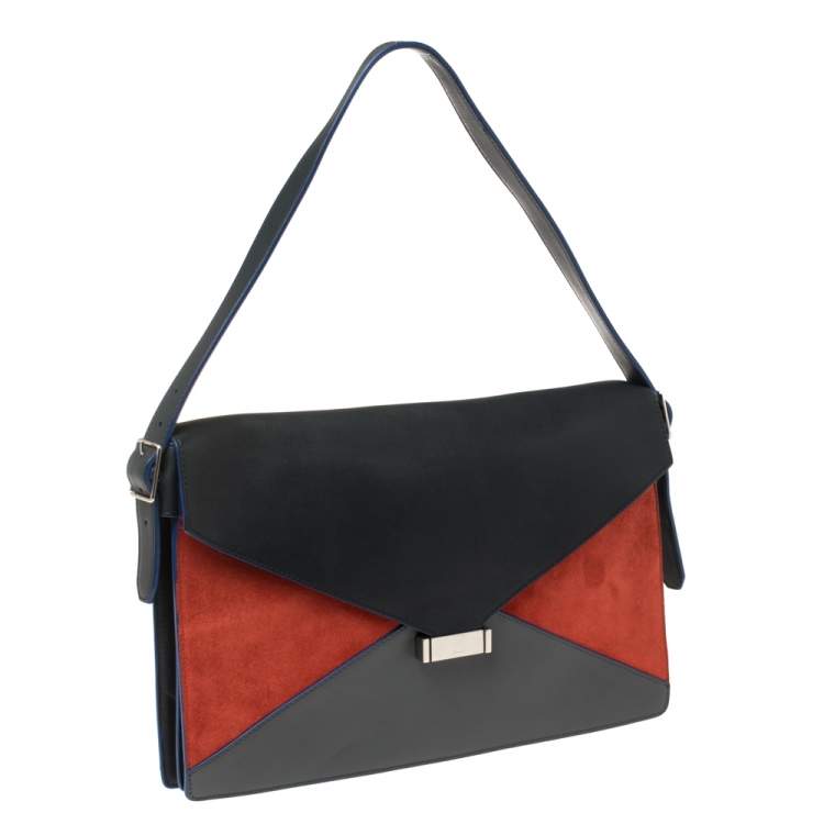 Pre Owned Celine Multicolor Leather and Suede Diamond Clutch Bag