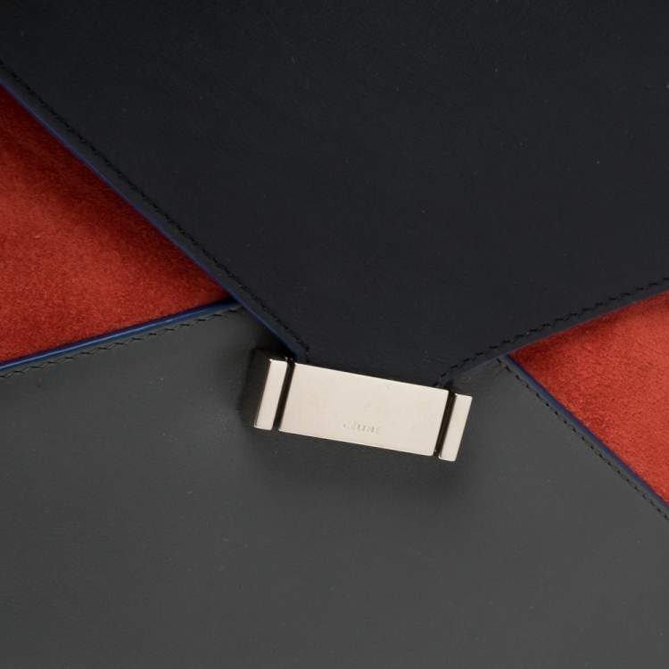 Pre Owned Celine Multicolor Leather and Suede Diamond Clutch Bag