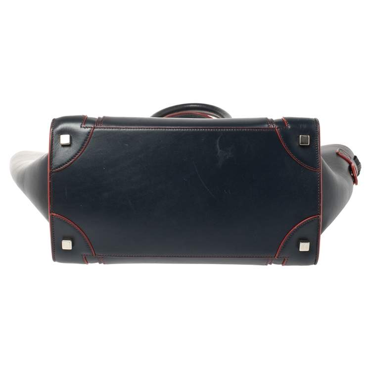 Pre Owned Celine Blue Leather Mini Luggage Tote