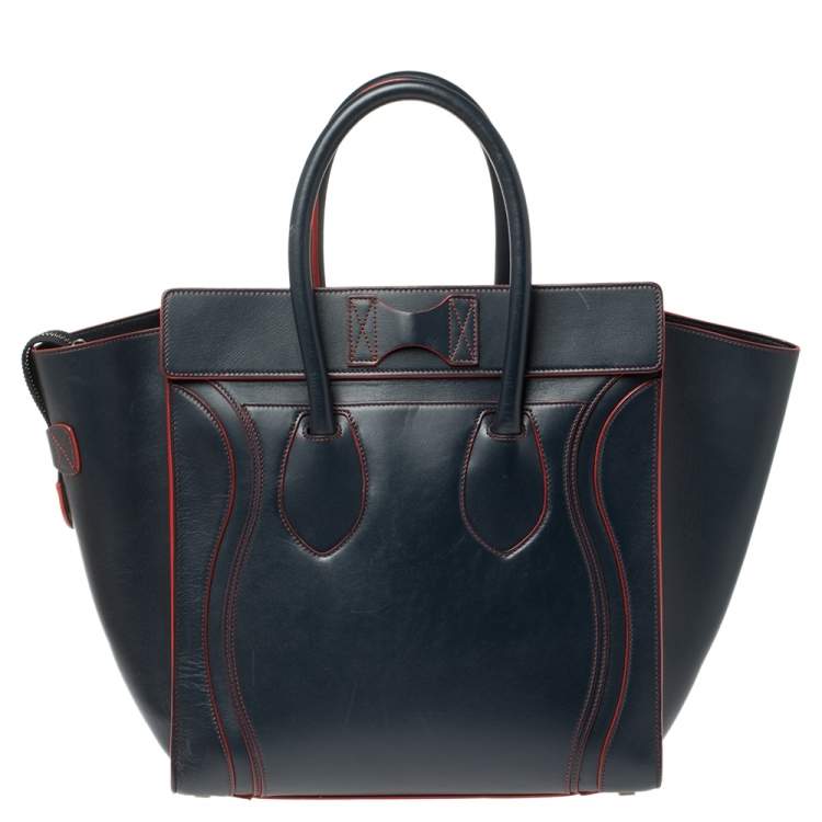 Pre Owned Celine Blue Leather Mini Luggage Tote