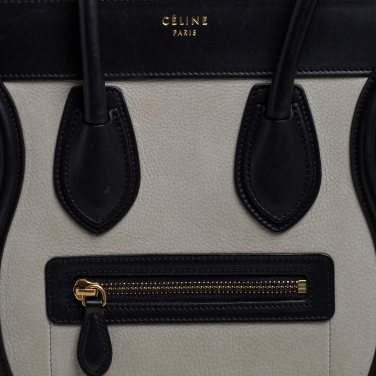 Pre Owned Celine Tri Color Nubuck and Leather Micro Luggage Tote