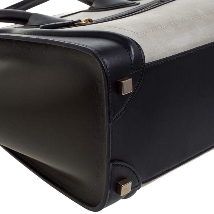 Pre Owned Celine Tri Color Nubuck and Leather Micro Luggage Tote
