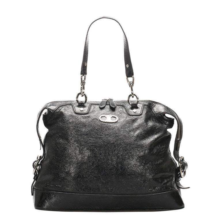 celine black leather tote