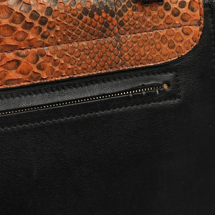 Pre Owned Celine Multicolor Python,Suede and Leather Medium Trapeze Top Handle Bag