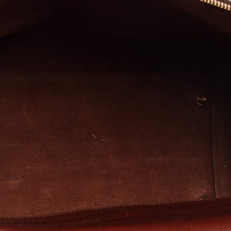 مملوكة مسبقًا Celine Brown Croc Embossed Leather Mini Belt Top Handle Bag