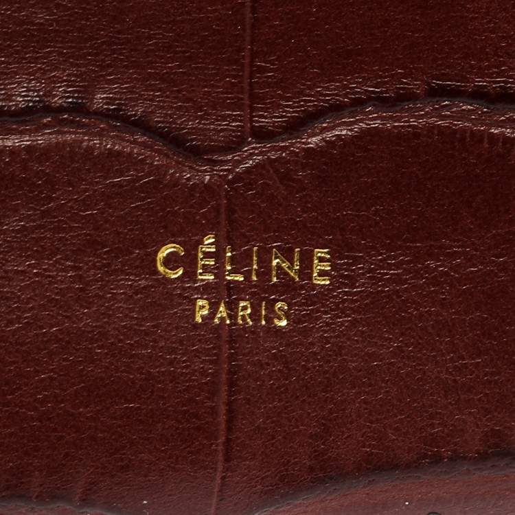 مملوكة مسبقًا Celine Brown Croc Embossed Leather Mini Belt Top Handle Bag