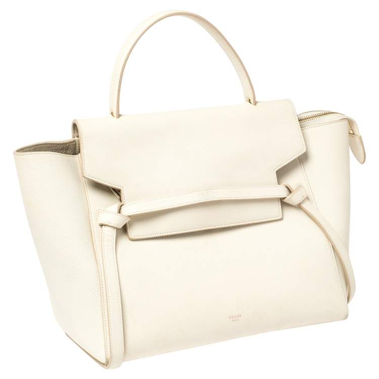 Pre Owned Celine Cream Leather Mini Belt Top Handle Bag