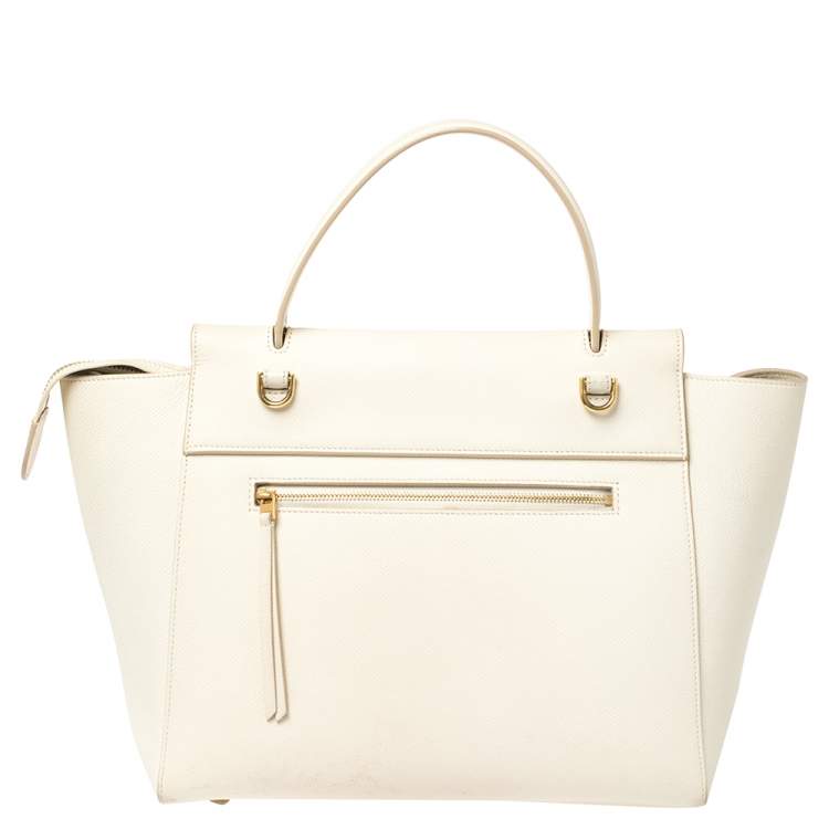 Pre Owned Celine Cream Leather Mini Belt Top Handle Bag
