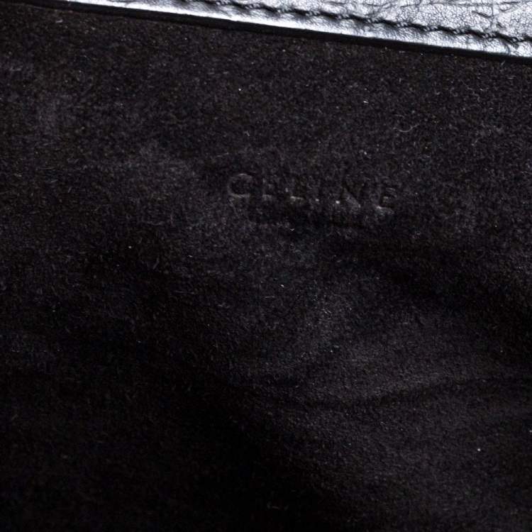 Pre Owned Celine Black Croc Embossed Leather Medium Phantom Luggage Tote
