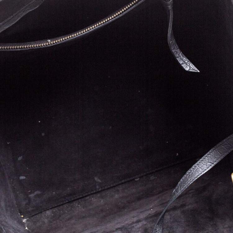 Pre Owned Celine Black Croc Embossed Leather Medium Phantom Luggage Tote