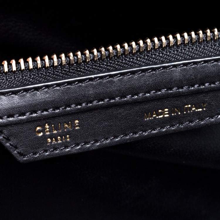 Pre Owned Celine Black/Dark Green Leather Mini Luggage Tote