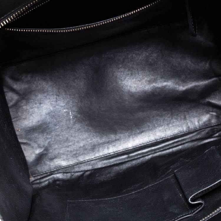 Pre Owned Celine Black/Dark Green Leather Mini Luggage Tote