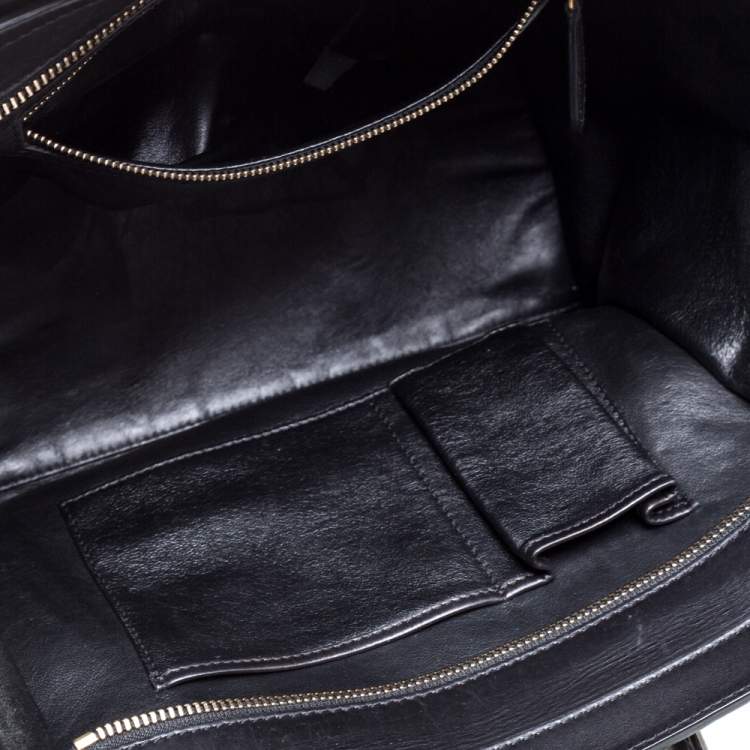 Pre Owned Celine Black/Ivory Canvas and Leather Mini Luggage Tote
