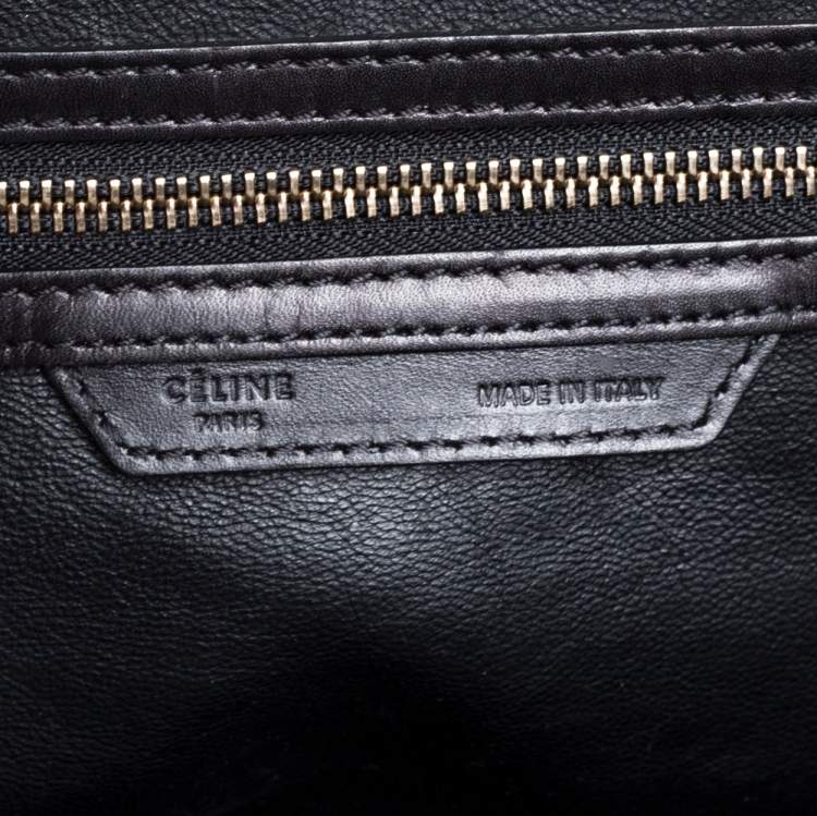 Pre Owned Celine Black/Ivory Canvas and Leather Mini Luggage Tote