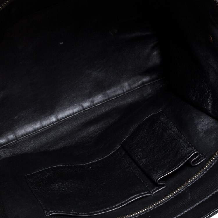 Pre Owned Celine Black/Ivory Canvas and Leather Mini Luggage Tote